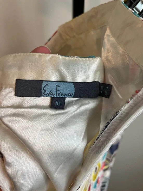 Anthropologie Eva Franco Floral Embroidered Midi Skirt Sz 10 A-Line Mesh Overlay - Picture 11 of 16